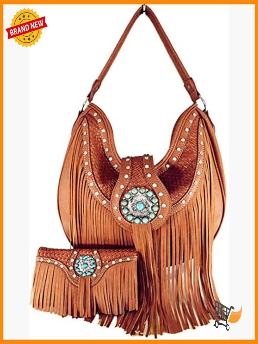 Western Concealed Carry Fringe Concho Hobo Shoulder Bag With Wallet